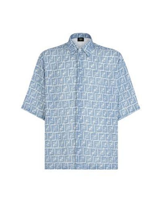 Fendi Blue Shirt With Italian-Style Collar for men