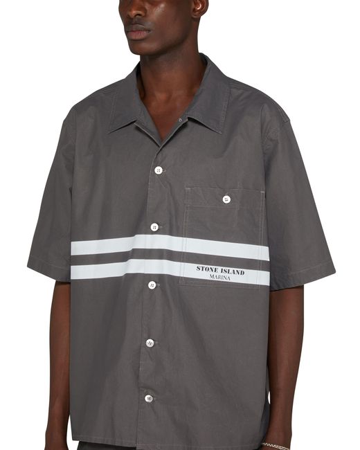 Stone Island Black Short-Sleeved Overshirt for men