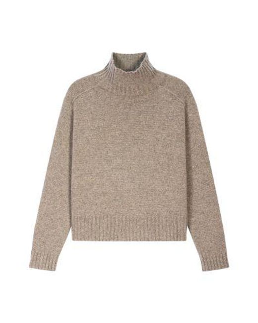 Bompard Gray Pullover Aus Kaschmir Mit Hohem Kragen