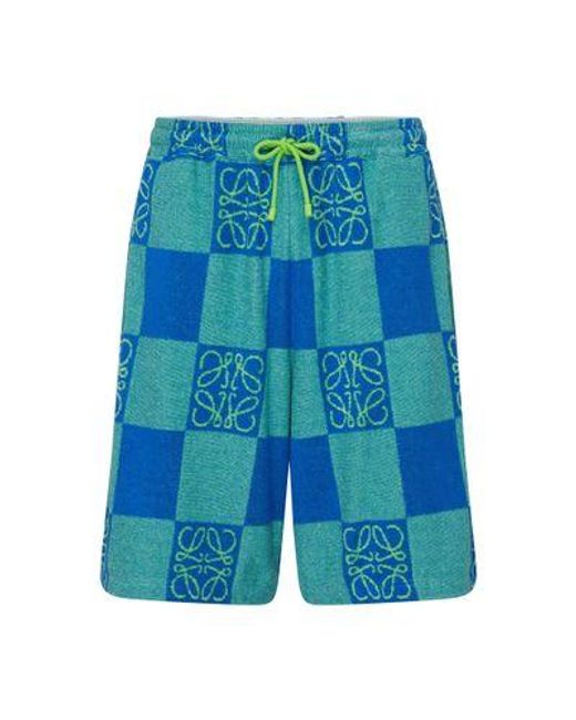 Loewe Blue Anagram Checkered Shorts for men