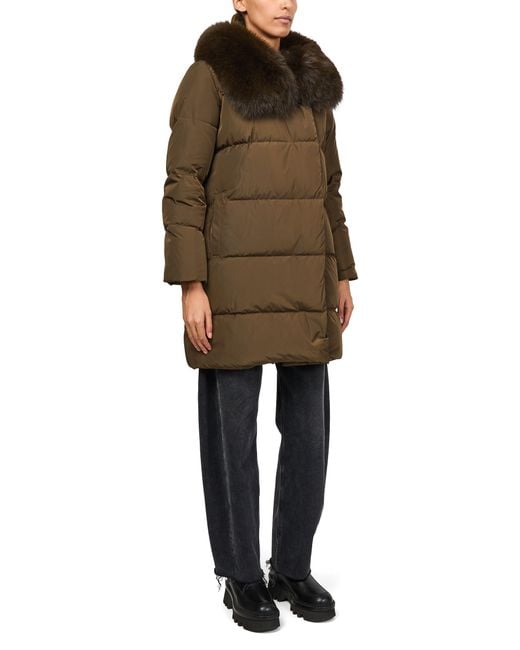 Yves Salomon Green Daunenjacke Mit Kragen Aus Fuchspelz