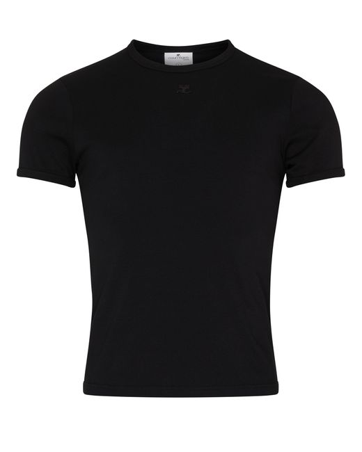 Courreges Black Bumpy Contrast T-shirt for men