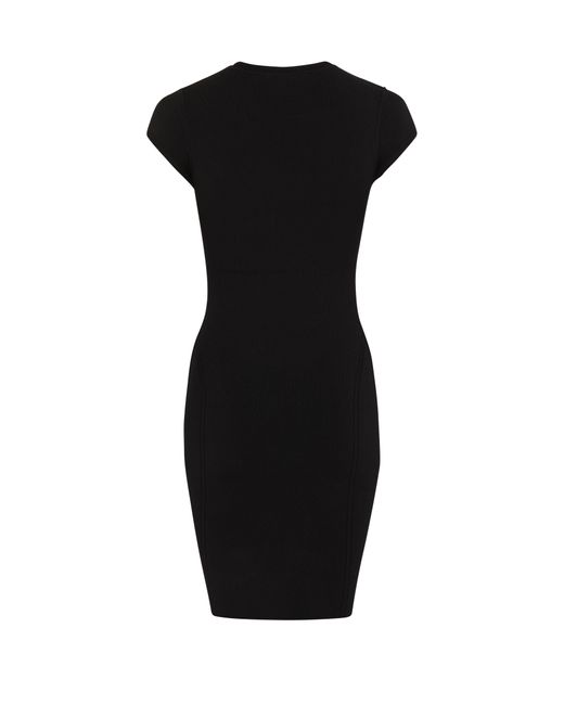 Victoria Beckham Black Vb Body Compact Cap Sleeve Mini Dress