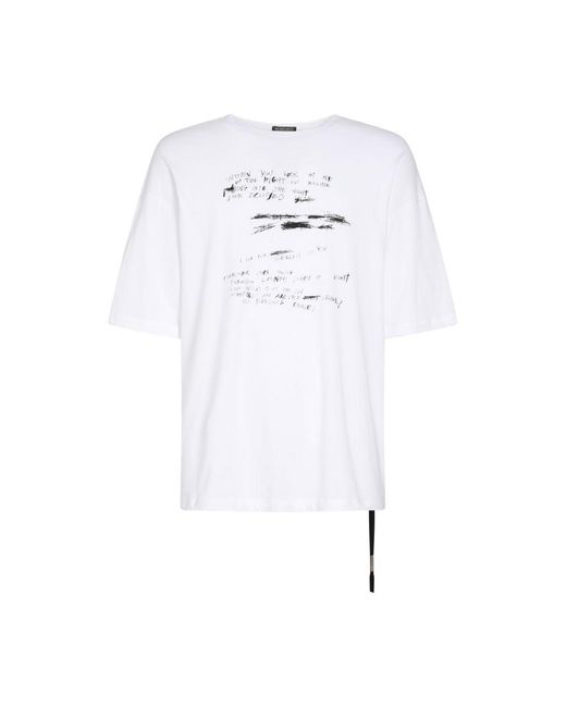 Ann Demeulemeester White Dieter High Comfort Fit T-Shirt Handwriting Print for men