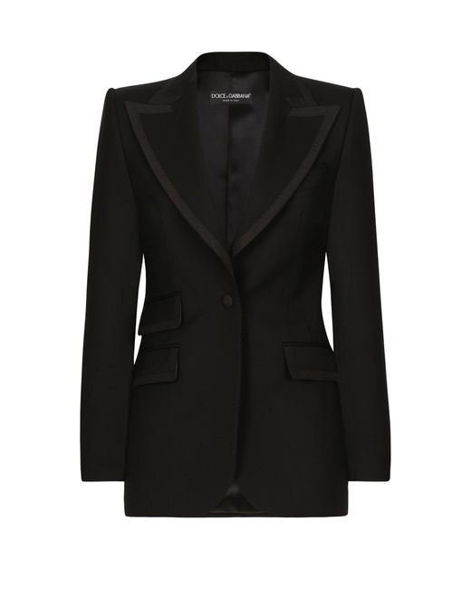 Dolce & Gabbana Black Turlington-Jacke aus Twill im Smoking-Stil