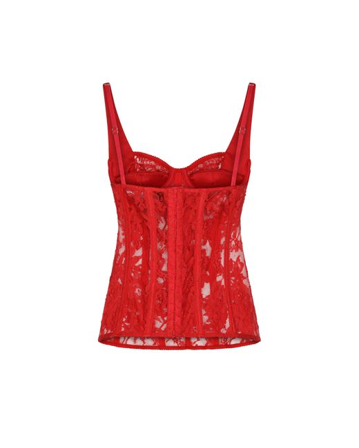 Dolce & Gabbana Red Lace Lingerie Corset