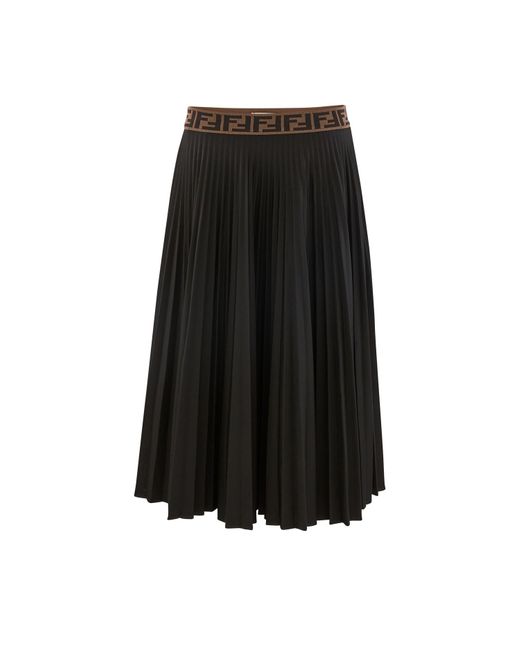 Fendi Black Ff Motif Pleated Skirt