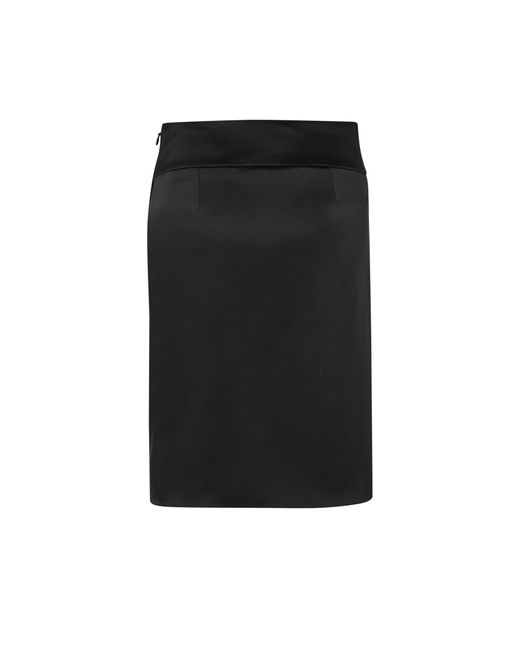 Courreges Black Satin-Midirock Inifinity