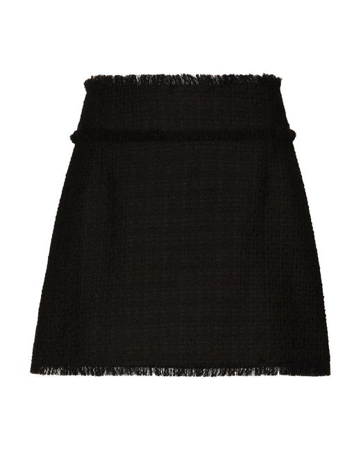 Dolce & Gabbana Black Raschel Tweed Miniskirt