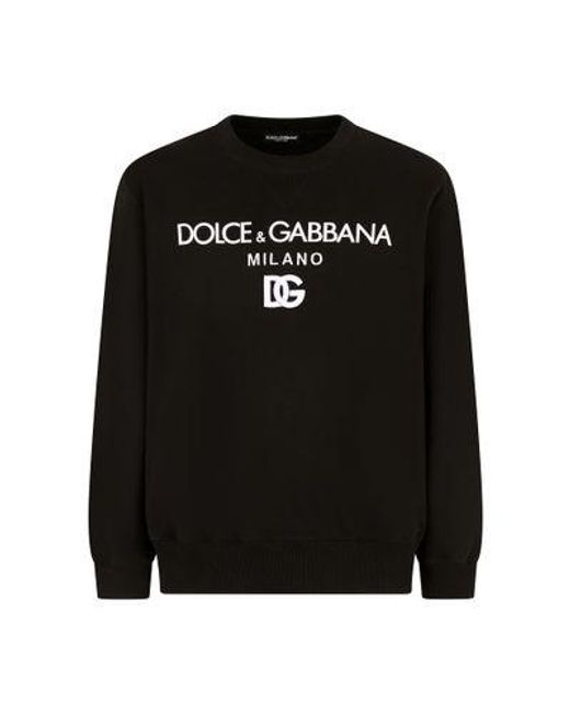 Dolce & Gabbana Black Jersey Sweatshirt With Dg Embroidery for men