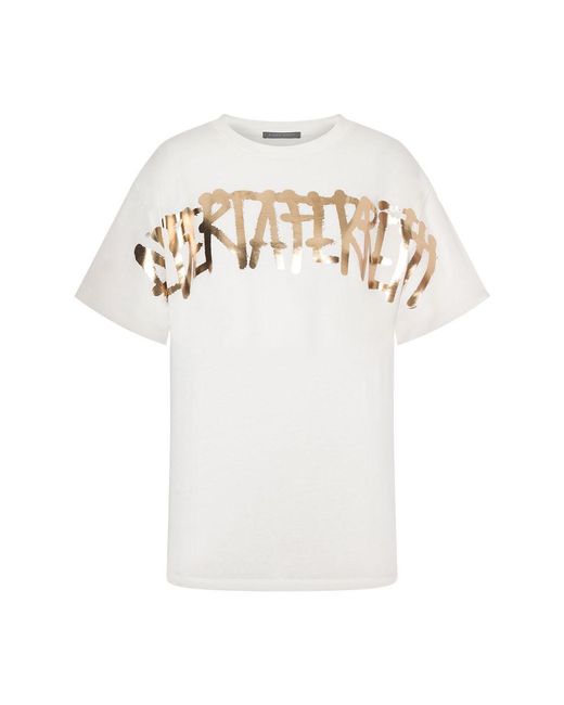 Alberta Ferretti White Organic Jersey T-Shirt With Logo