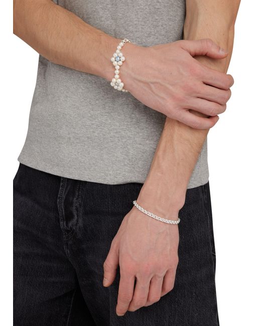 Hatton Labs Metallic Daisy Pearl Bracelet for men