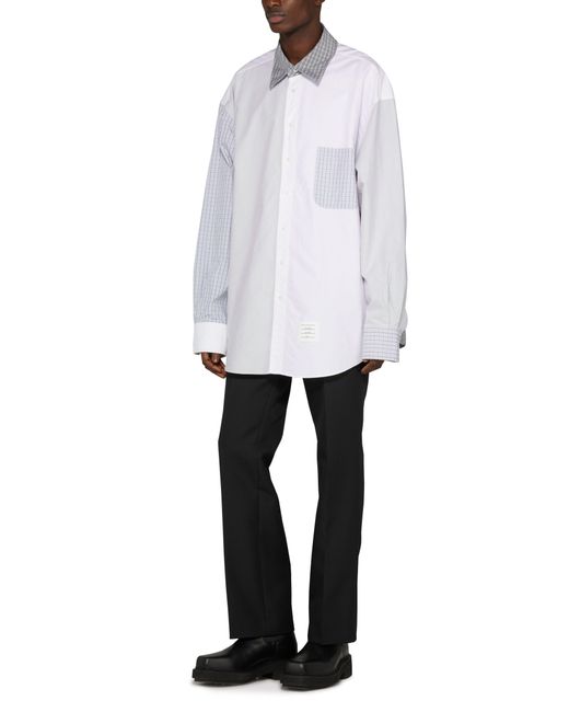 Thom Browne White Funmix Long-Sleeve Shirt for men