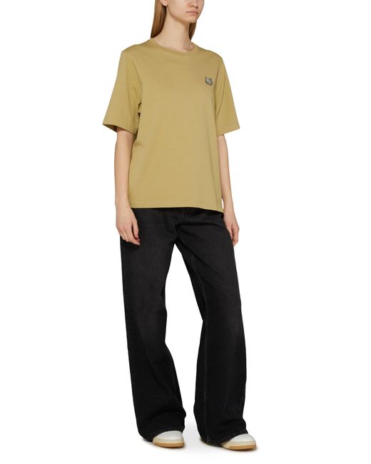 Maison Kitsuné Yellow Short-sleeved T-shirt With Bold Fox Head Logo