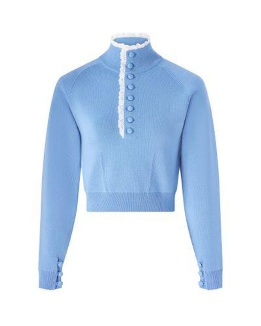 Chloé Blue Button-Neck Sweater