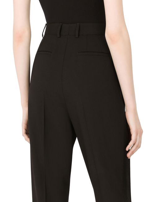 Dolce & Gabbana Black Woolen Pants With Turn-Ups