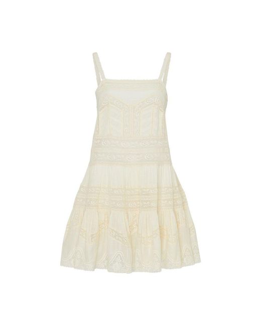 Zimmermann White Halliday Lace Trim Short Dress