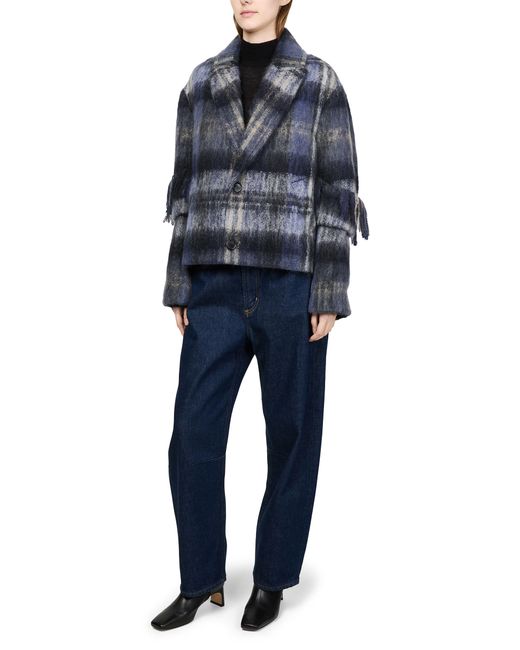 Loewe Blue Check Brushed Wool-Blend Jacket