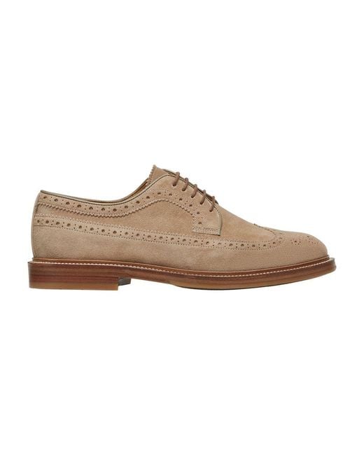 Brunello Cucinelli Brown Longwing Brogue Derby Shoes for men