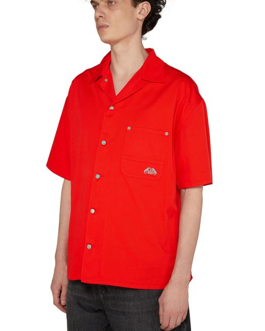 Alexander McQueen Red Hawaiian Denim Shirt for men