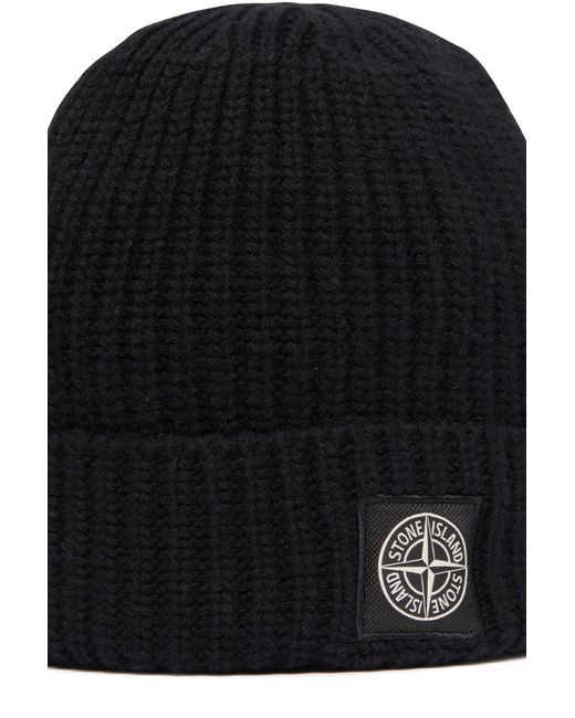 Stone Island Beanie in Black for Men | Lyst