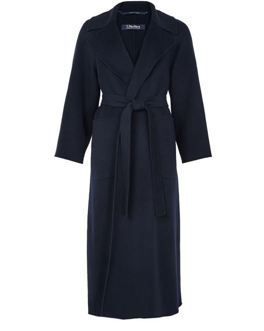 Max Mara Blue Doris Long Belted Coat