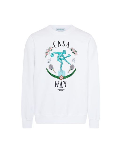 Casablancabrand White Embroidered Sweatshirt for men