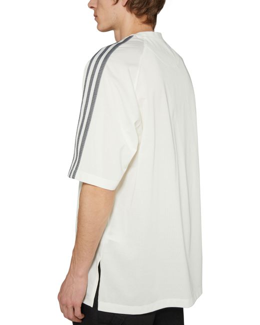 Y-3 White Short-sleeved T-shirt With 3 Bands for men