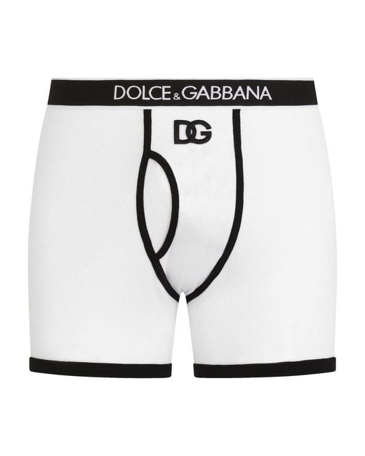 Dolce & Gabbana Black Long-Leg Fine-Rib Cotton Boxers for men