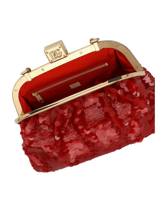 Dolce & Gabbana Red Maria Sequin-embellished Clutch Bag