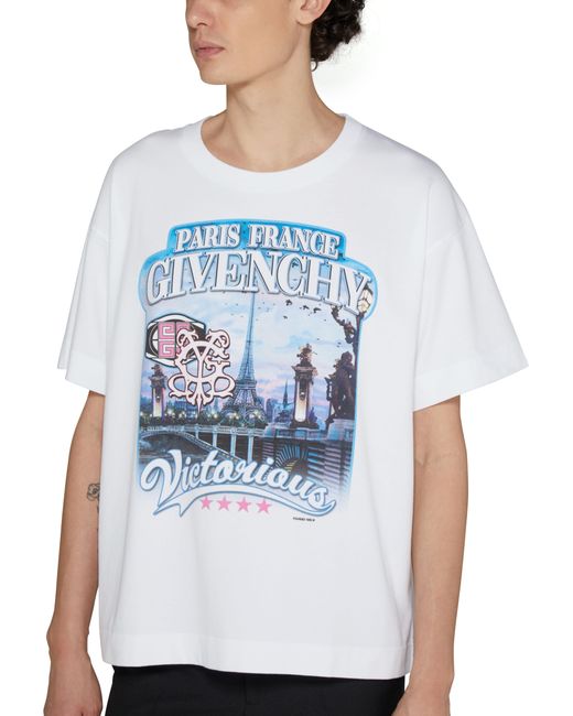 Givenchy Blue Box-Cut Printed T-Shirt for men