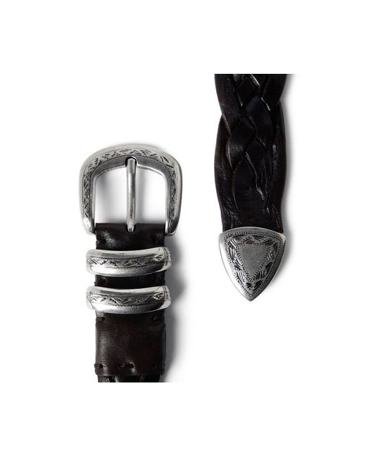 Brunello Cucinelli Black Calfskin Belt With Detailed Buckle for men