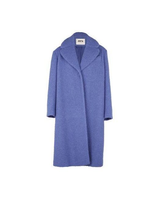 Maison Rabih Kayrouz Blue Curly Wool Coat