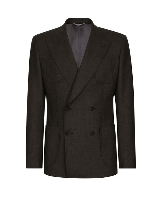 Dolce & Gabbana Black Stretch Wool Flannel Jacket for men