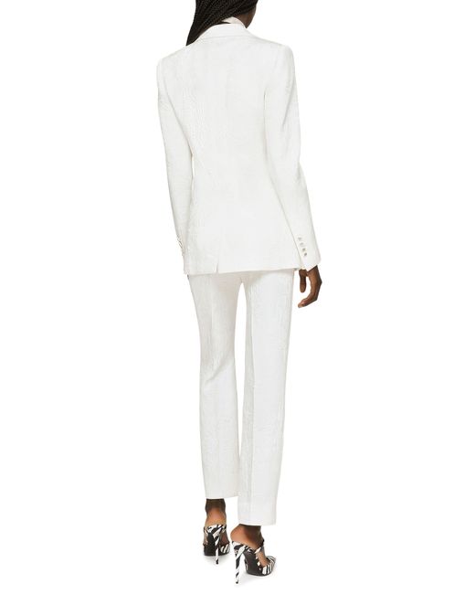 Dolce & Gabbana White Brocade Turlington Blazer
