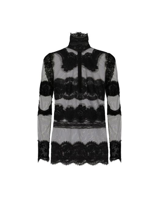 Dolce & Gabbana Black Lace Mesh Blouse