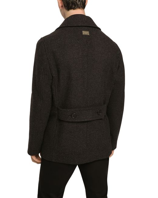 Caban croisé en laine avec étiquette à logo Dolce & Gabbana pour homme en coloris Black