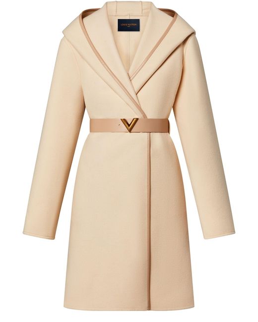 Manteau croisé double-face à capuche Louis Vuitton en coloris Natural