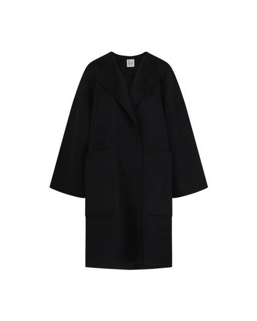 Totême  Black Doublé Wool Cape Coat