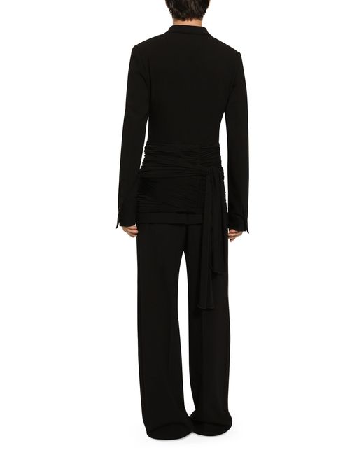 Dolce & Gabbana Black Stretch Wool Straight-Leg Pants for men