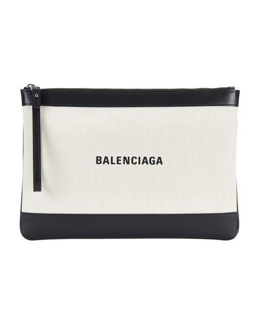 Balenciaga Navy Pouch M Bag in White Lyst