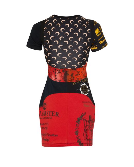 MARINE SERRE Black Regenerated Graphic Tee Mini Dress