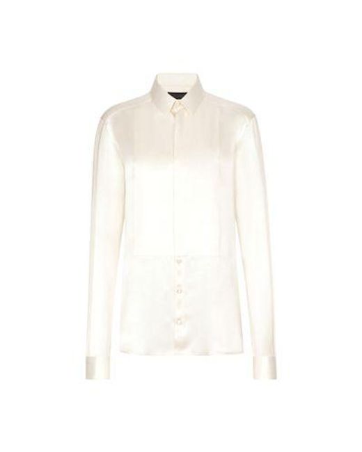 Dolce & Gabbana White Silk Shirt With Shirt Front