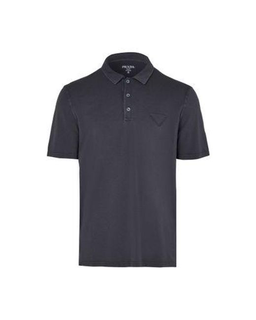 Prada Poloshirt Mit Knöpfen Aus Perlmutt in Blue für Herren