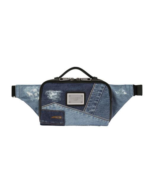 Dolce & Gabbana Blue Patchwork Denim Bag for men