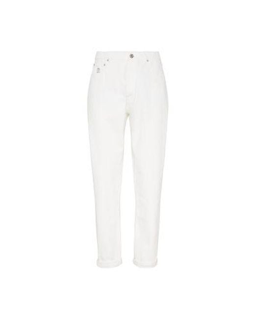 Brunello Cucinelli White Iconic 5-Pocket Pants for men