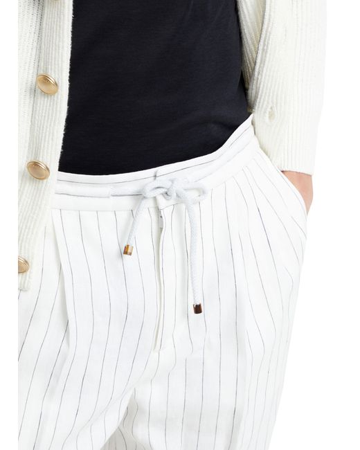 Brunello Cucinelli White Leisure Fit Pants With Drawstring for men