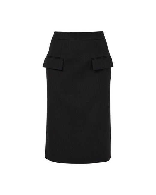 Alexander McQueen Black Dart Midi Skirt