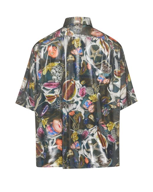 Acne Gray Printed Short-Sleeve Shirt for men