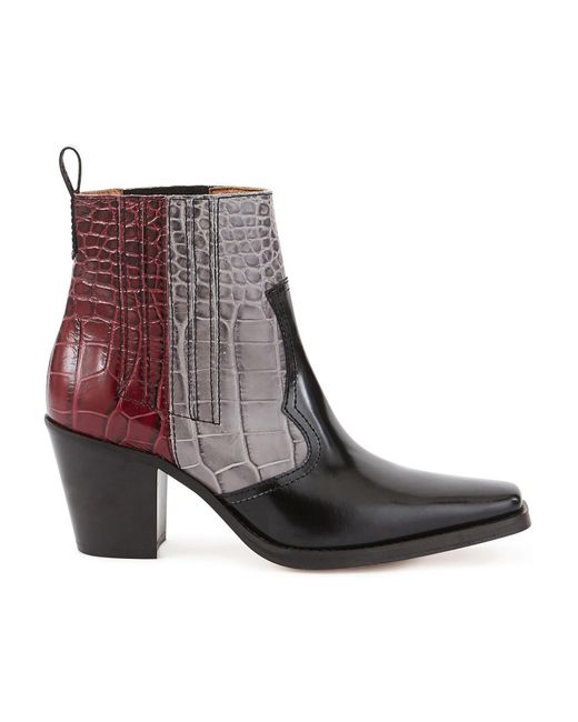 ganni red cowboy boots